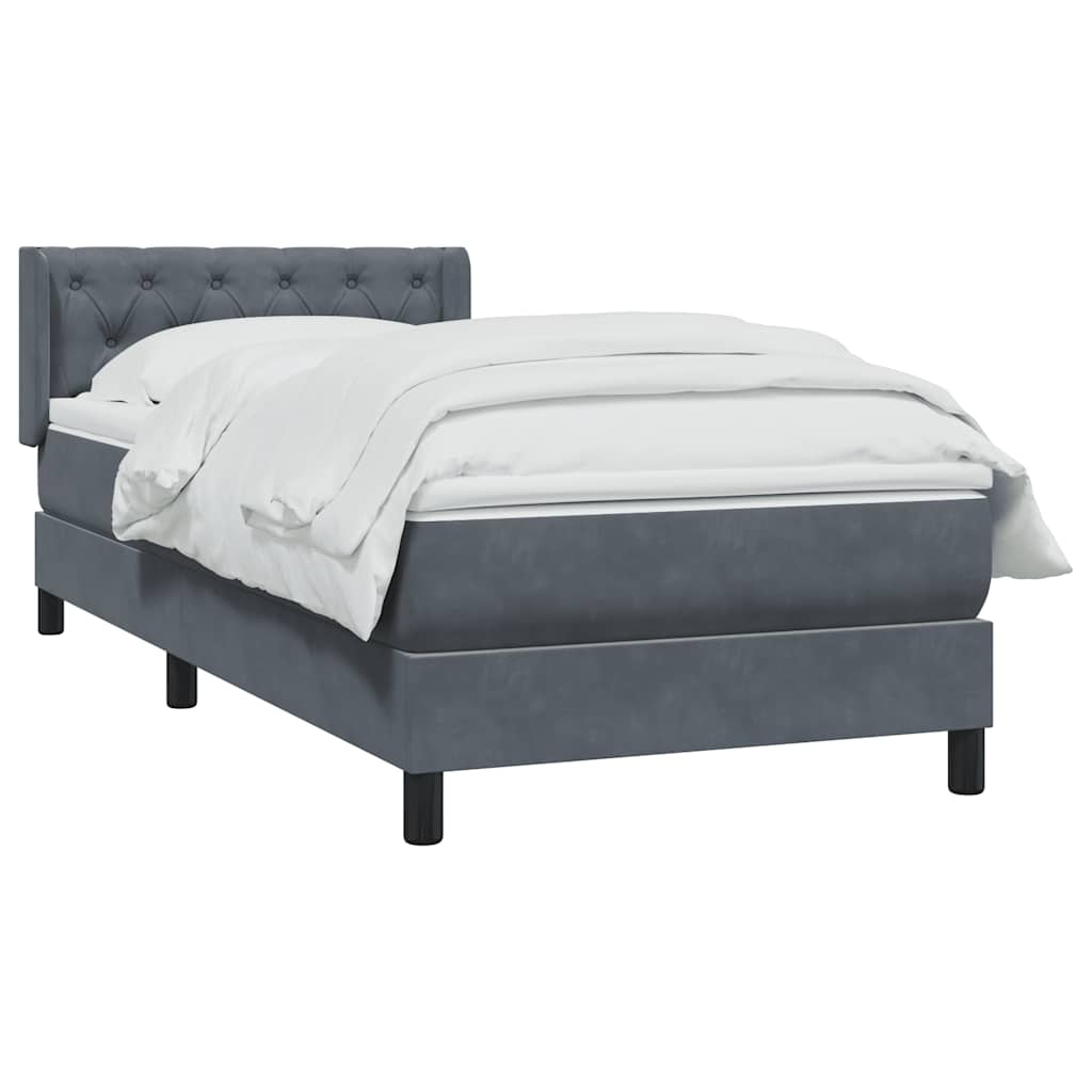 Boxspring met matras fluweel donkergrijs 80x220 cm is nu te koop bij PeponiXL, paradijselijk wonen!