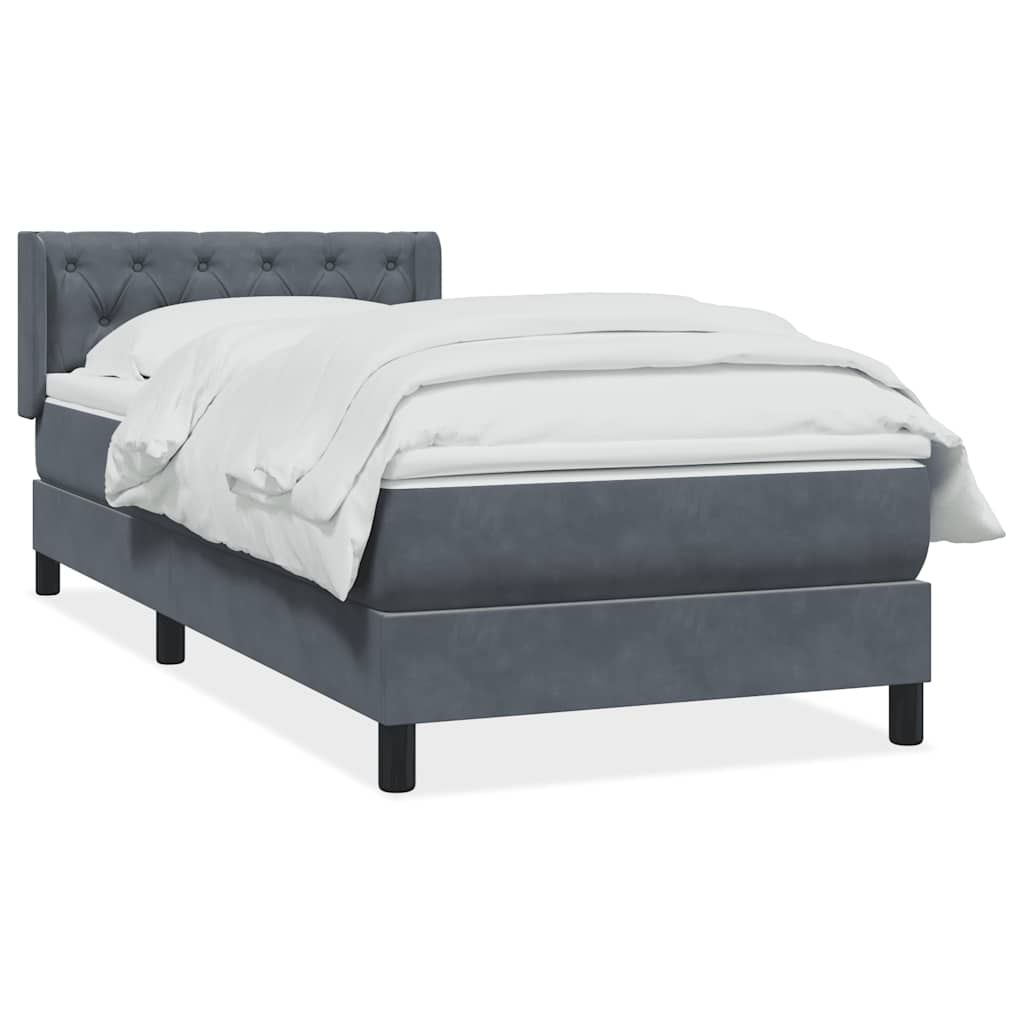 Boxspring met matras fluweel donkergrijs 80x220 cm is nu te koop bij PeponiXL, paradijselijk wonen!