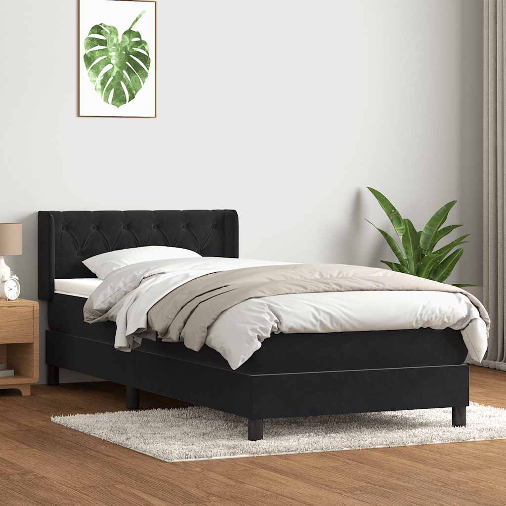 Boxspring met matras fluweel zwart 80x220 cm is nu te koop bij PeponiXL, paradijselijk wonen!