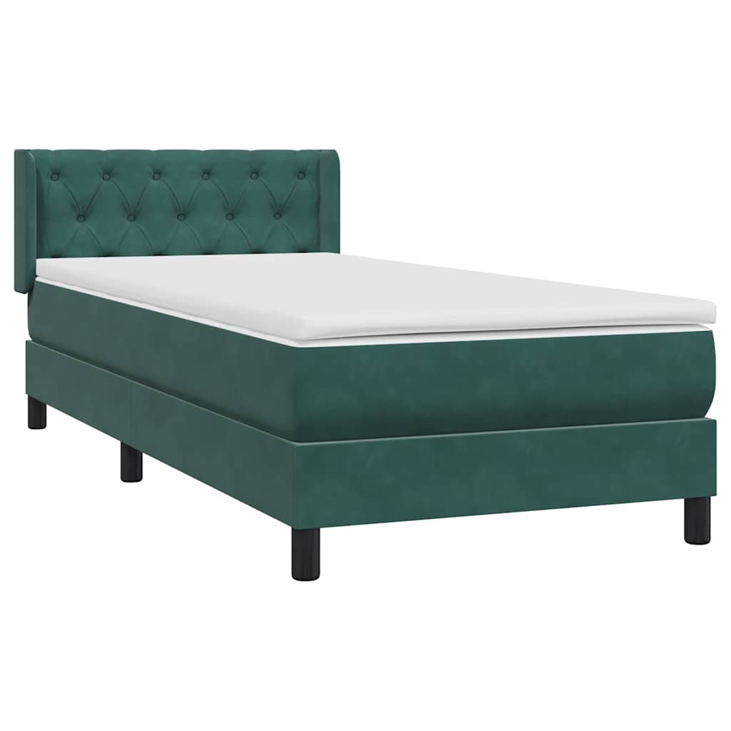 Boxspring met matras fluweel donkergroen 80x220 cm is nu te koop bij PeponiXL, paradijselijk wonen!