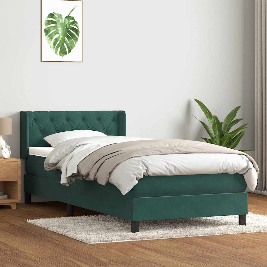Boxspring met matras fluweel donkergroen 80x220 cm is nu te koop bij PeponiXL, paradijselijk wonen!