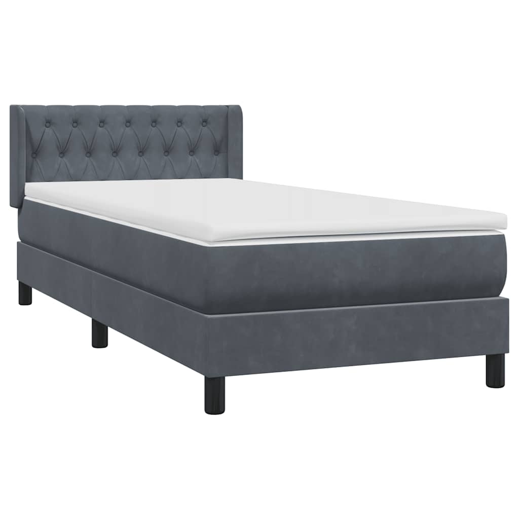Boxspring met matras fluweel donkergrijs 90x220 cm is nu te koop bij PeponiXL, paradijselijk wonen!