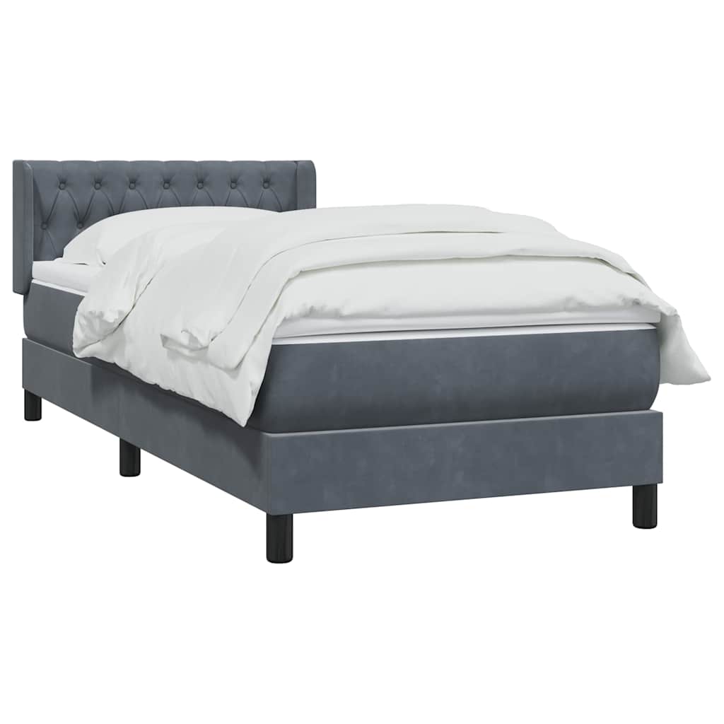 Boxspring met matras fluweel donkergrijs 90x220 cm is nu te koop bij PeponiXL, paradijselijk wonen!