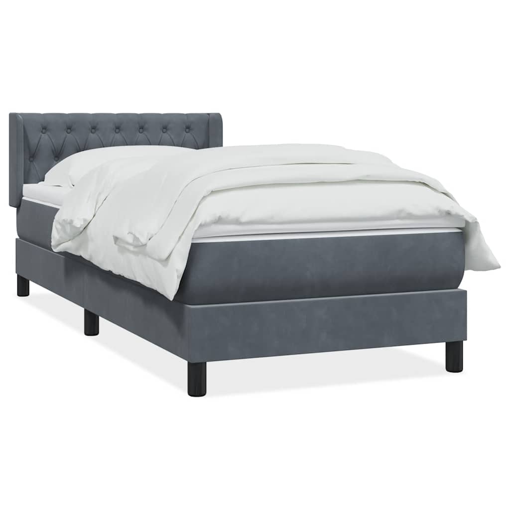 Boxspring met matras fluweel donkergrijs 90x220 cm is nu te koop bij PeponiXL, paradijselijk wonen!