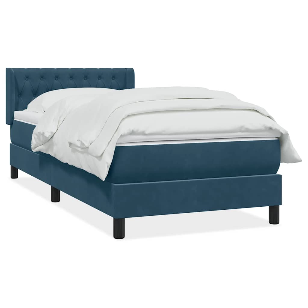 Boxspring met matras fluweel donkerblauw 90x220 cm