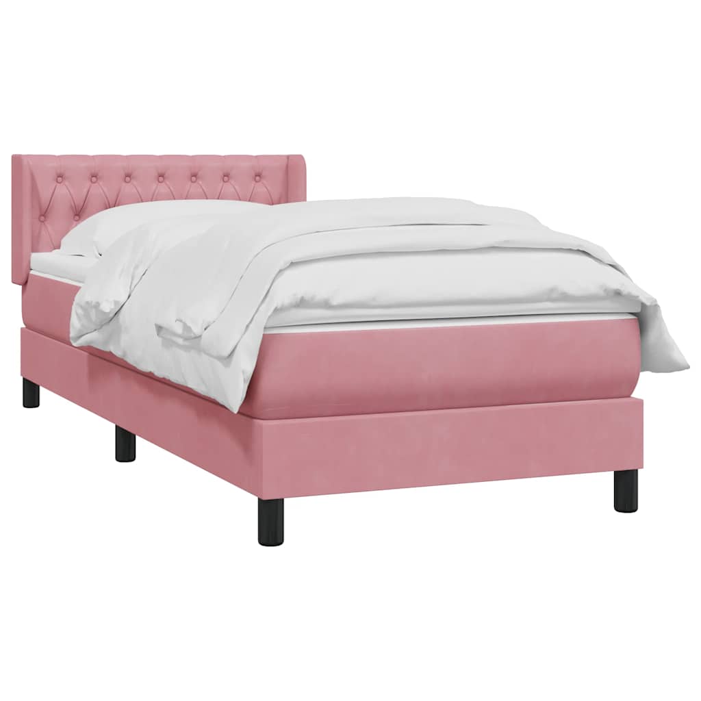 Boxspring met matras fluweel roze 90x220 cm is nu te koop bij PeponiXL, paradijselijk wonen!