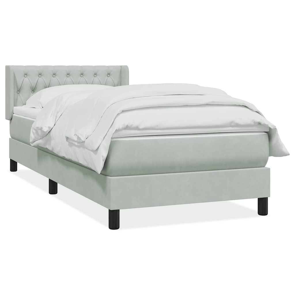 Boxspring met matras fluweel lichtgrijs 100x220 cm