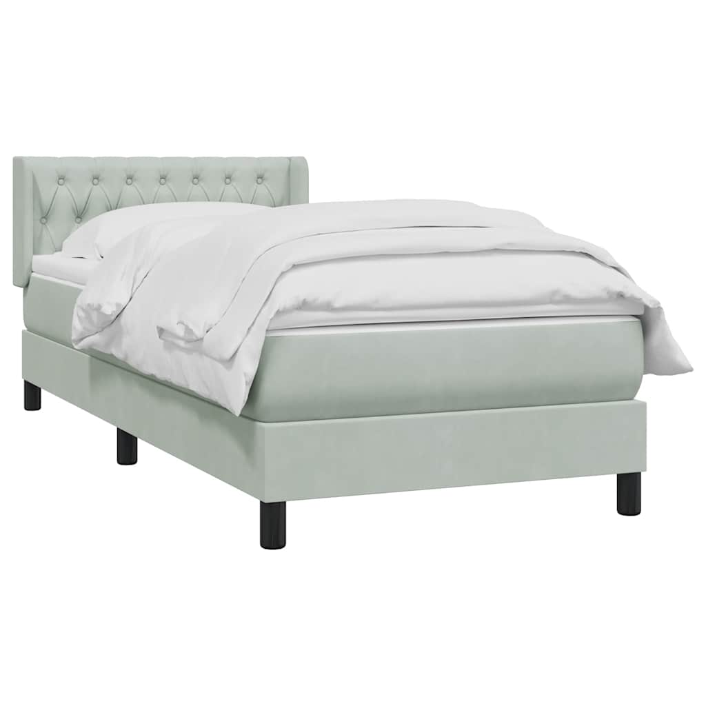 Boxspring met matras fluweel lichtgrijs 100x220 cm