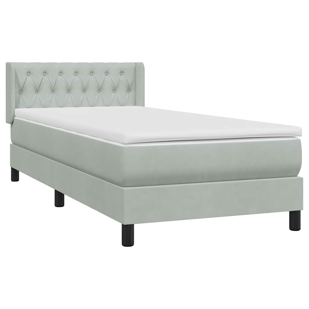 Boxspring met matras fluweel lichtgrijs 100x220 cm