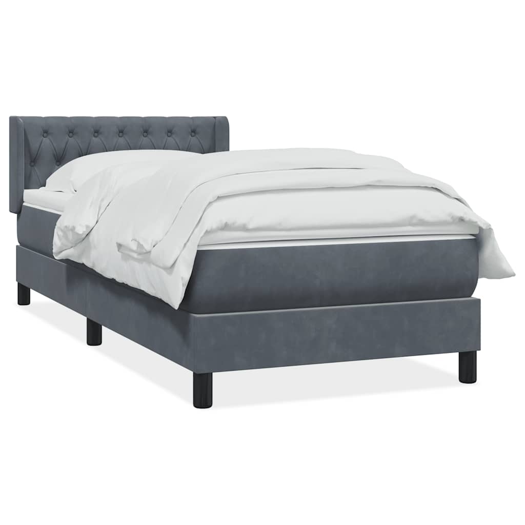Boxspring met matras fluweel donkergrijs 100x220 cm