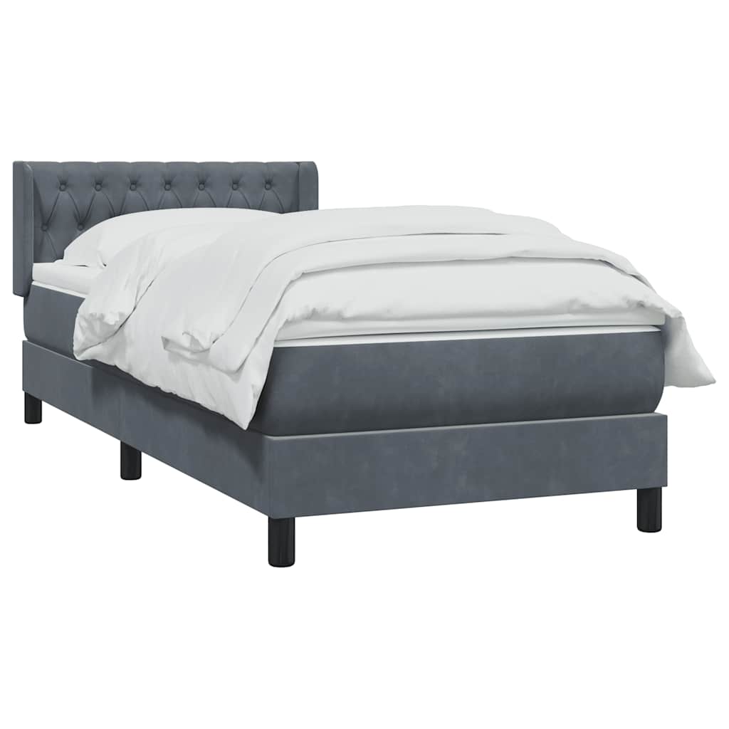 Boxspring met matras fluweel donkergrijs 100x220 cm