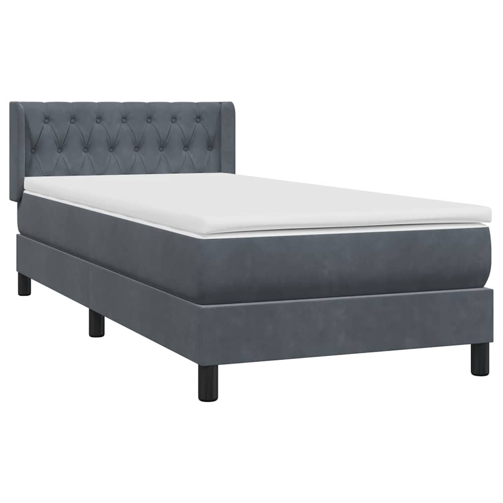 Boxspring met matras fluweel donkergrijs 100x220 cm