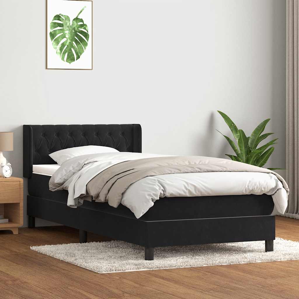 Boxspring met matras fluweel zwart 100x220 cm