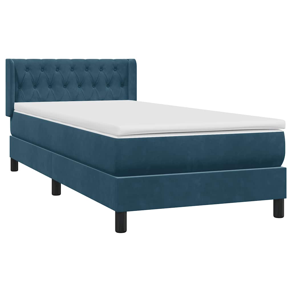 Boxspring met matras fluweel donkerblauw 100x220 cm