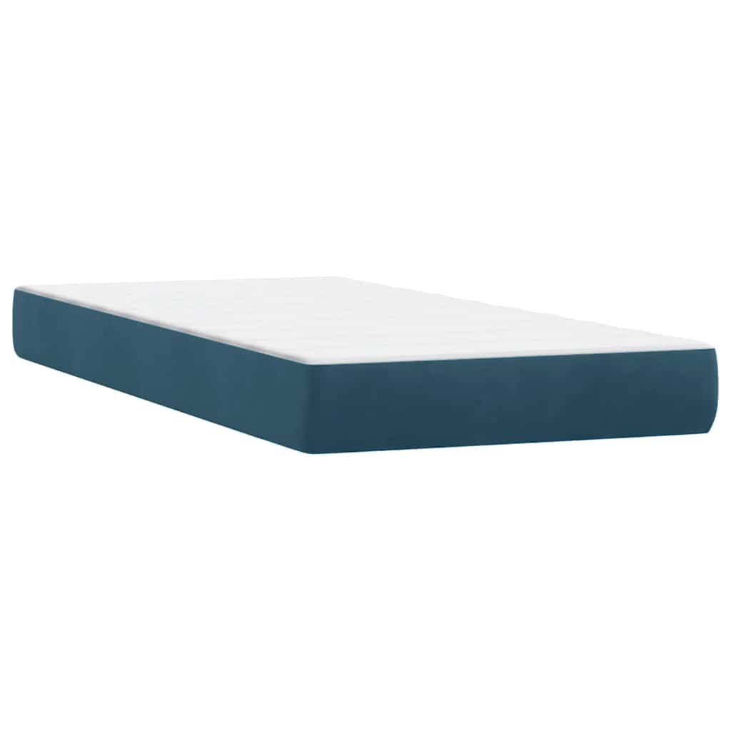 Boxspring met matras fluweel donkerblauw 100x220 cm