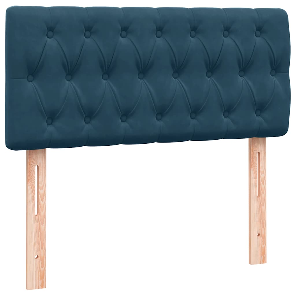 Boxspring met matras fluweel donkerblauw 100x220 cm