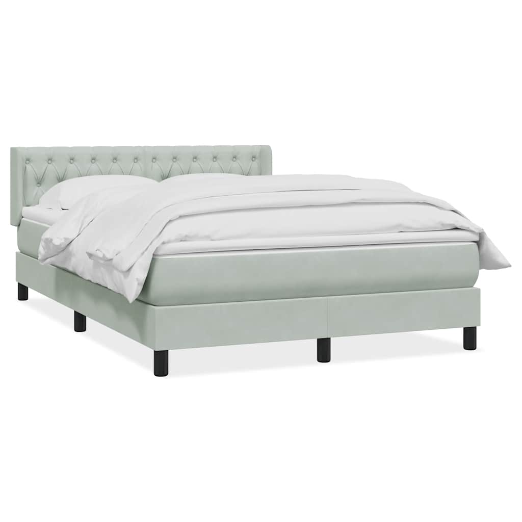 Boxspring met matras fluweel lichtgrijs 160x220 cm is nu te koop bij PeponiXL, paradijselijk wonen!