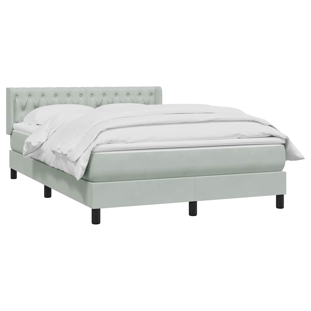 Boxspring met matras fluweel lichtgrijs 160x220 cm is nu te koop bij PeponiXL, paradijselijk wonen!