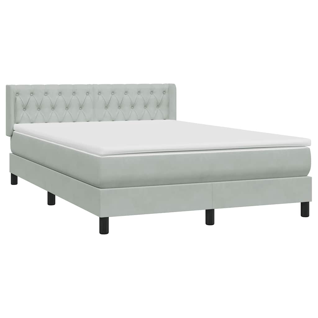 Boxspring met matras fluweel lichtgrijs 160x220 cm is nu te koop bij PeponiXL, paradijselijk wonen!