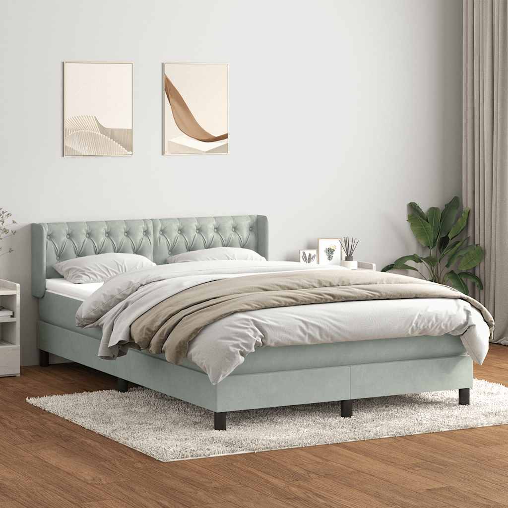 Boxspring met matras fluweel lichtgrijs 160x220 cm is nu te koop bij PeponiXL, paradijselijk wonen!