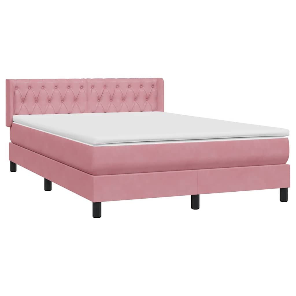 Boxspring met matras fluweel roze 160x220 cm is nu te koop bij PeponiXL, paradijselijk wonen!