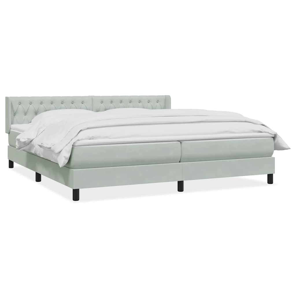 Boxspring met matras fluweel lichtgrijs 180x220 cm is nu te koop bij PeponiXL, paradijselijk wonen!