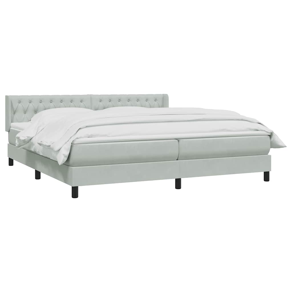 Boxspring met matras fluweel lichtgrijs 180x220 cm is nu te koop bij PeponiXL, paradijselijk wonen!