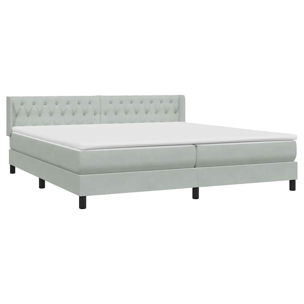 Boxspring met matras fluweel lichtgrijs 180x220 cm is nu te koop bij PeponiXL, paradijselijk wonen!