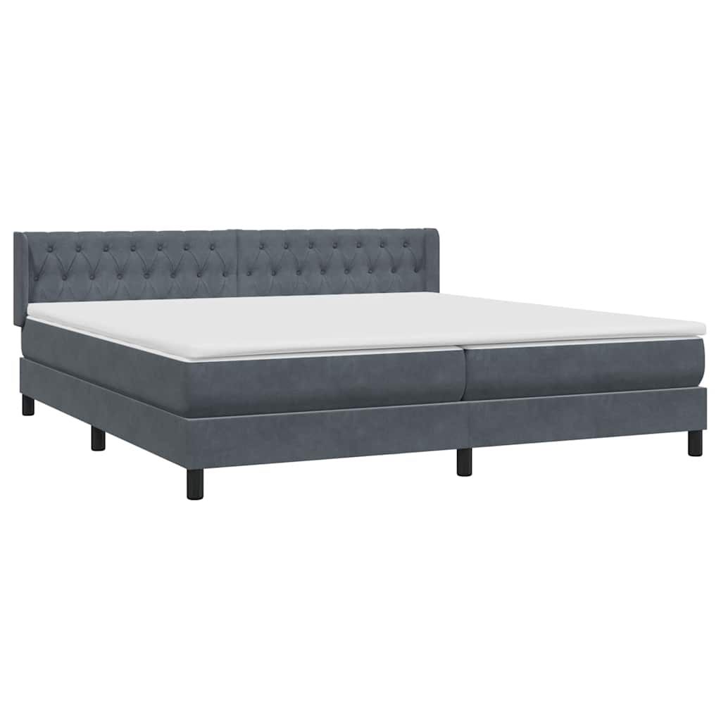 Boxspring met matras fluweel donkergrijs 180x220 cm is nu te koop bij PeponiXL, paradijselijk wonen!