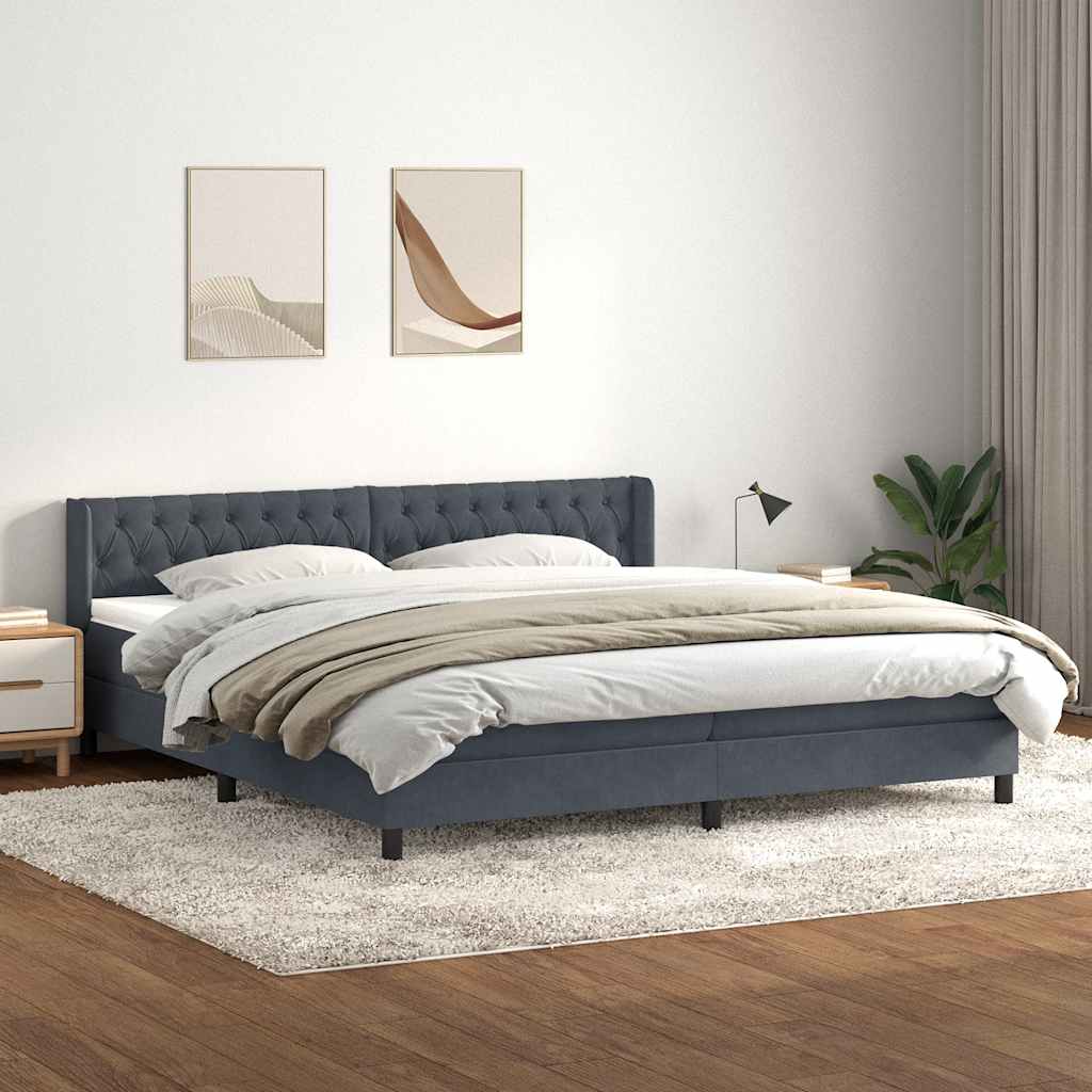 Boxspring met matras fluweel donkergrijs 180x220 cm is nu te koop bij PeponiXL, paradijselijk wonen!