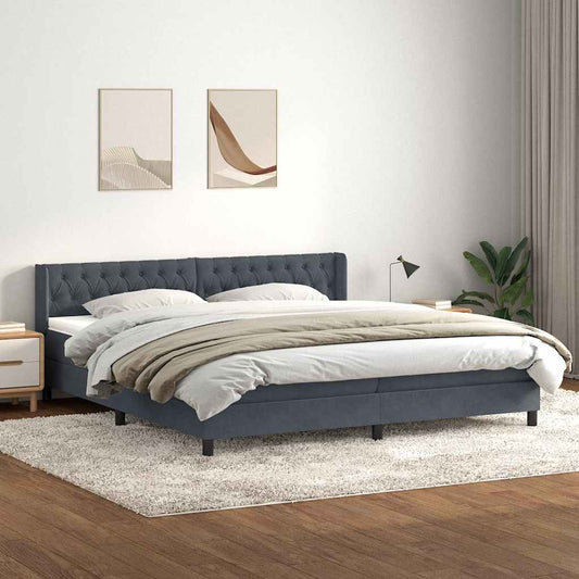 Boxspring met matras fluweel donkergrijs 180x220 cm is nu te koop bij PeponiXL, paradijselijk wonen!