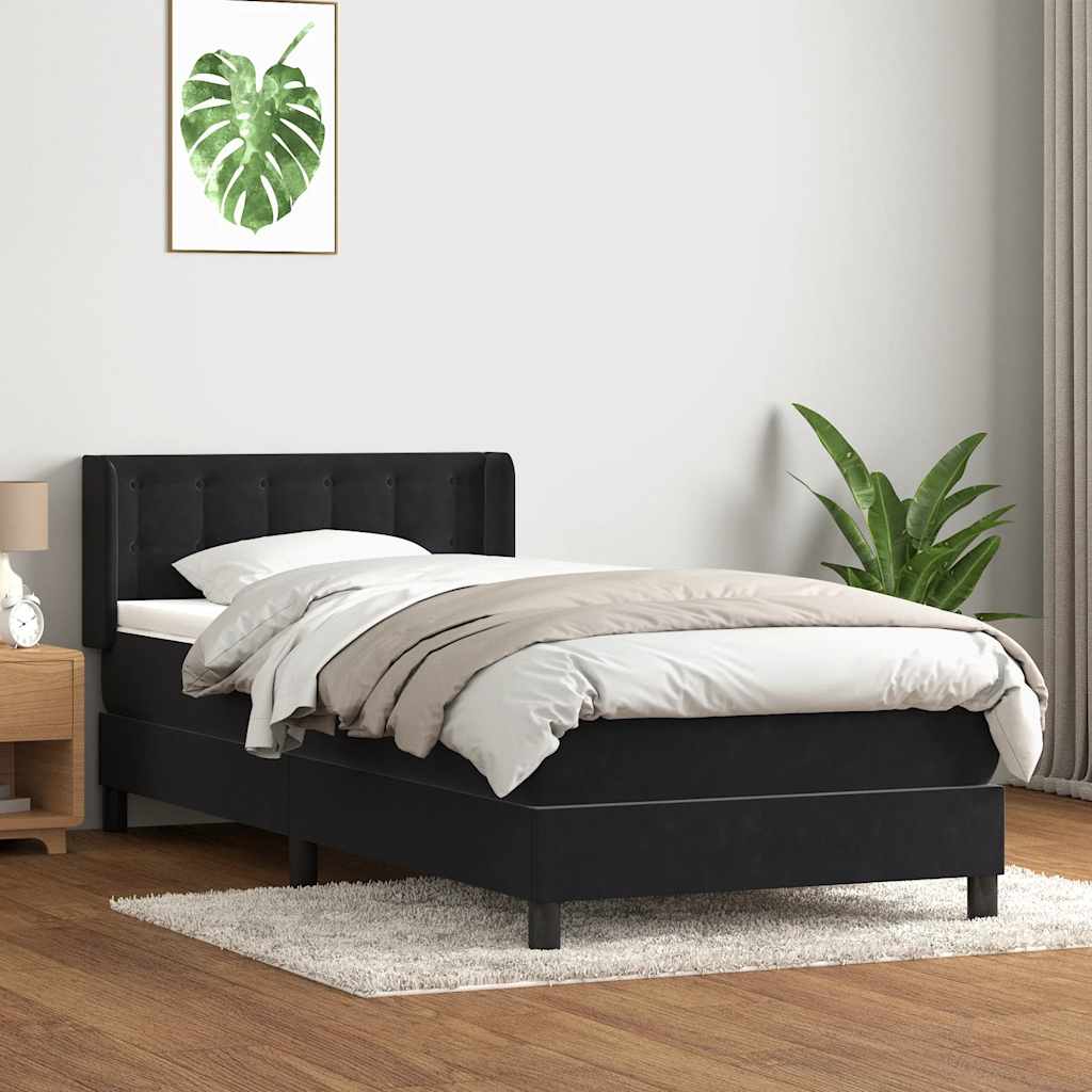 Boxspring met matras fluweel zwart 90x210 cm is nu te koop bij PeponiXL, paradijselijk wonen!