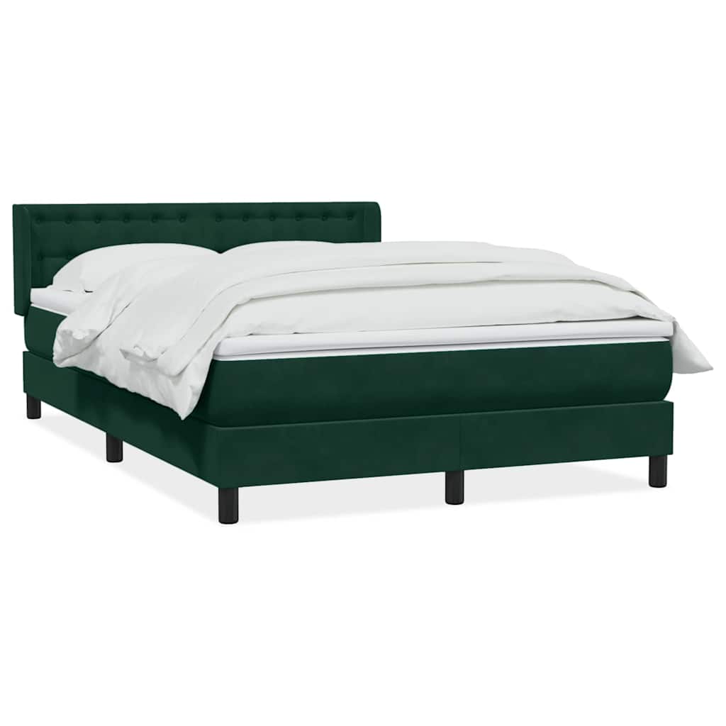 Boxspring met matras fluweel donkergroen 140x210 cm