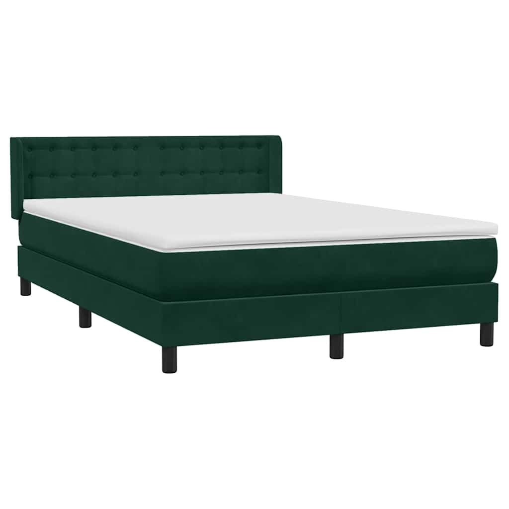 Boxspring met matras fluweel donkergroen 140x210 cm
