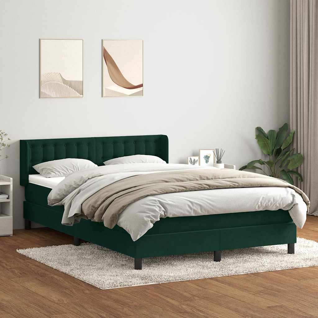 Boxspring met matras fluweel donkergroen 140x210 cm