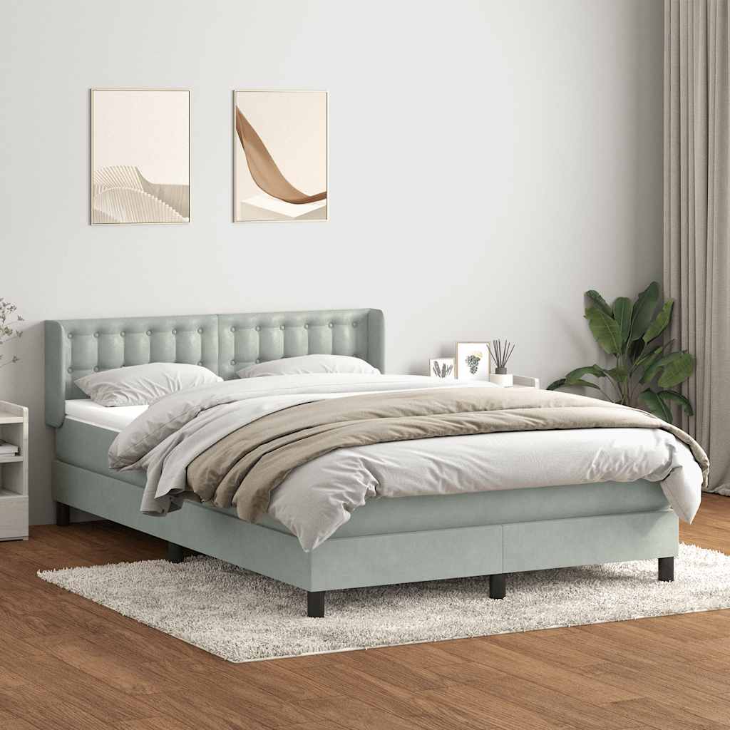 Boxspring met matras fluweel lichtgrijs 160x210 cm is nu te koop bij PeponiXL, paradijselijk wonen!