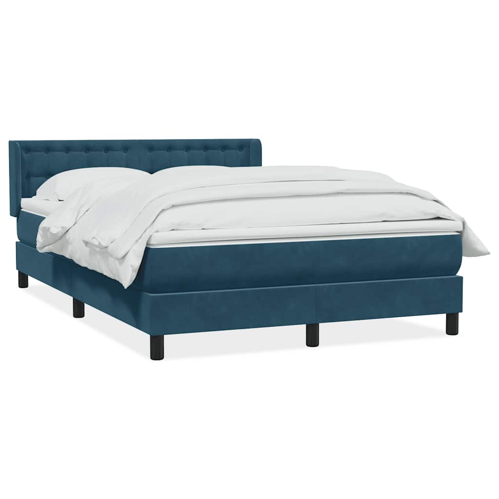 Boxspring met matras fluweel donkerblauw 160x210 cm