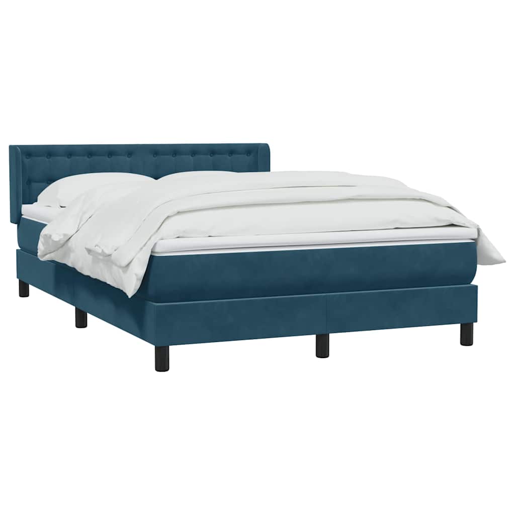 Boxspring met matras fluweel donkerblauw 160x210 cm