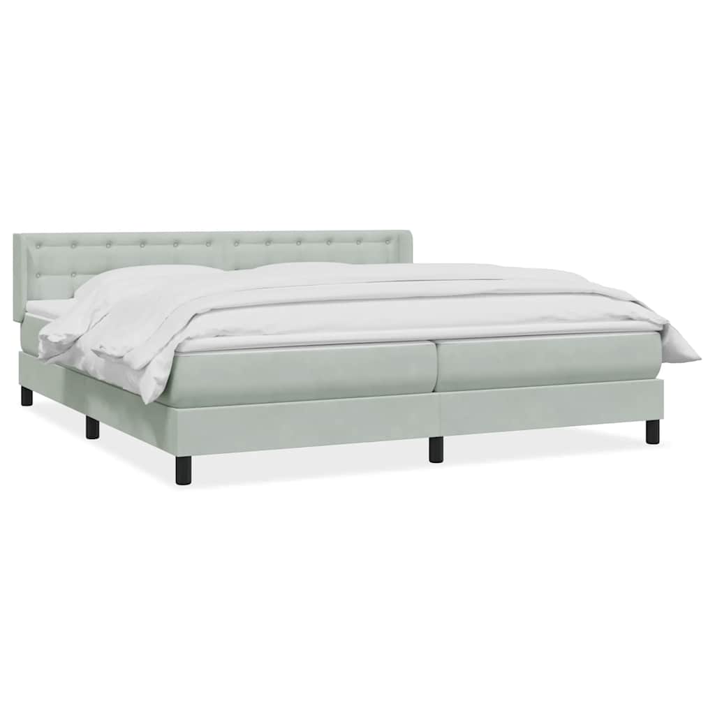 Boxspring met matras fluweel lichtgrijs 180x210 cm