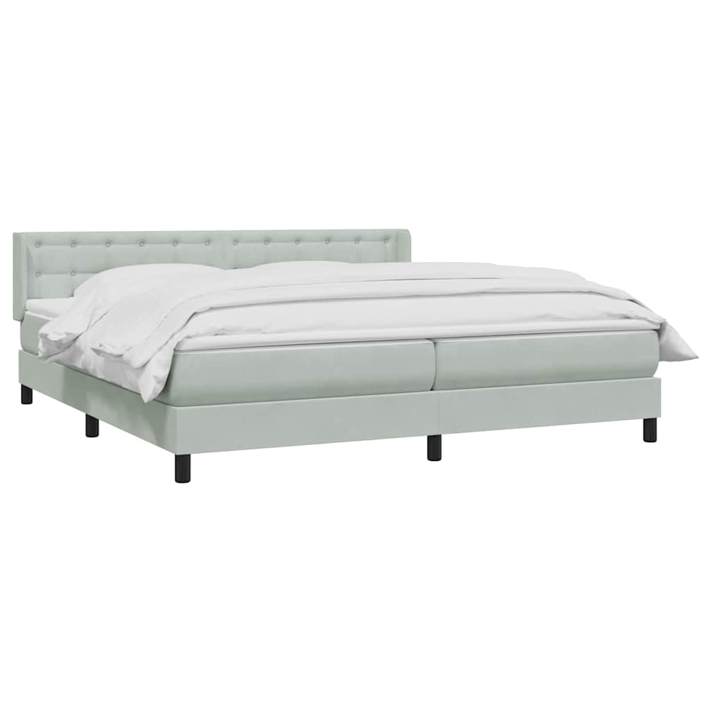 Boxspring met matras fluweel lichtgrijs 180x210 cm