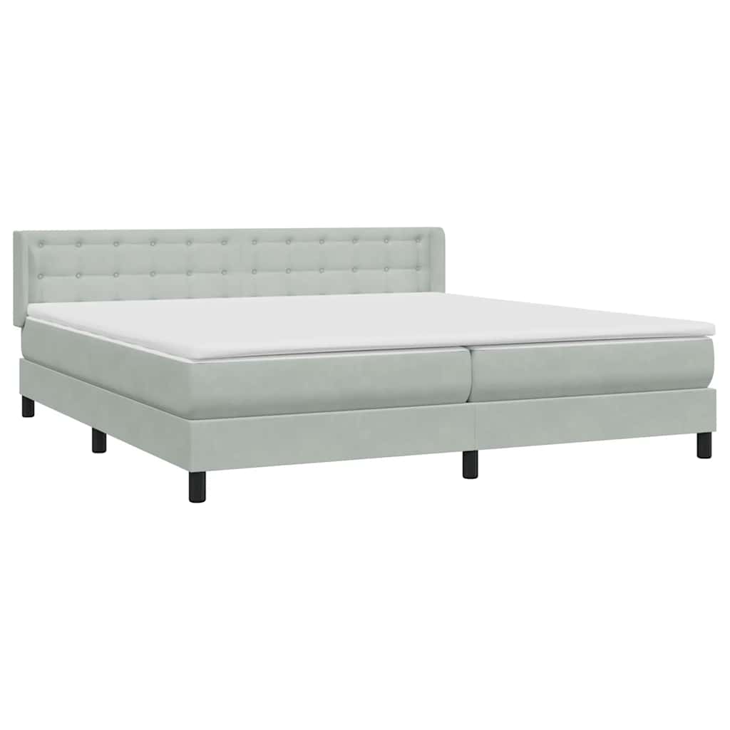 Boxspring met matras fluweel lichtgrijs 180x210 cm