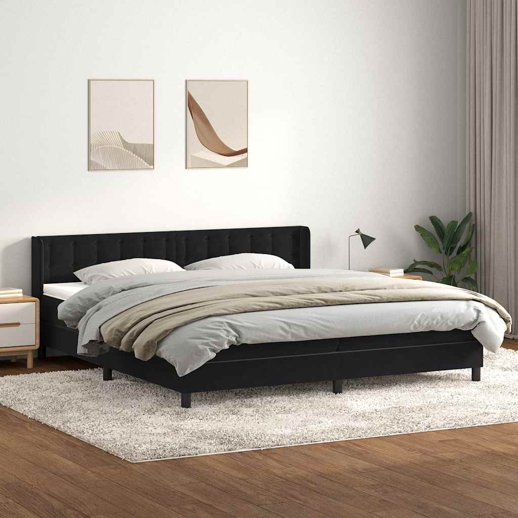 Boxspring met matras fluweel zwart 180x210 cm