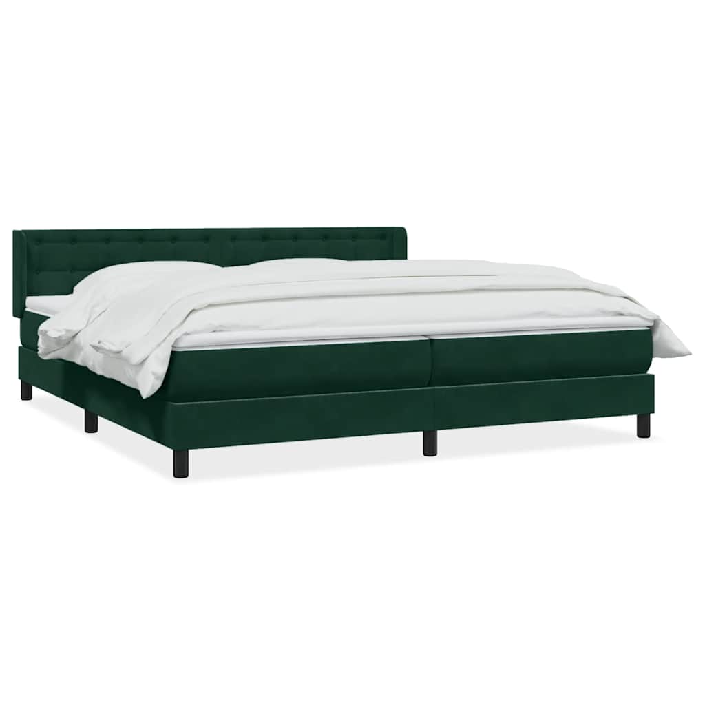 Boxspring met matras fluweel donkergroen 180x210 cm