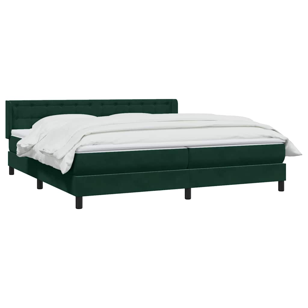 Boxspring met matras fluweel donkergroen 180x210 cm