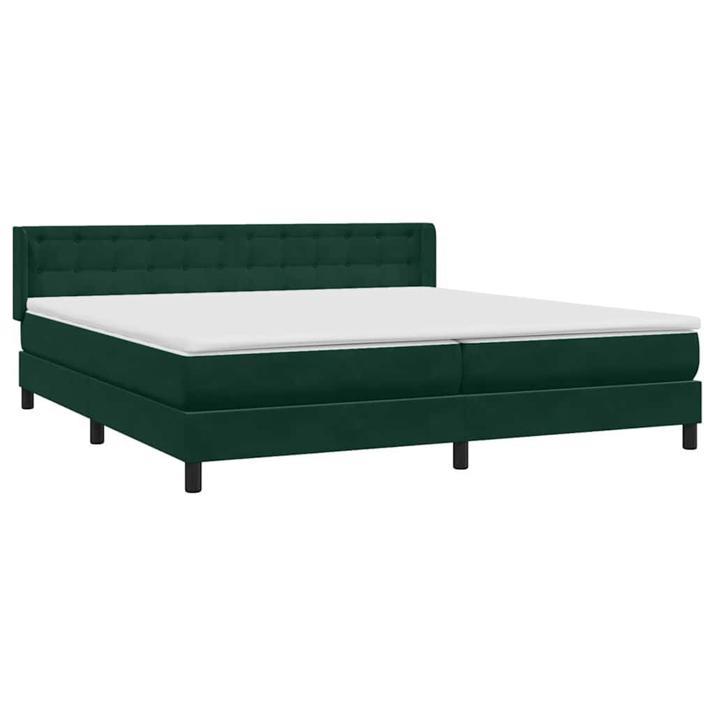 Boxspring met matras fluweel donkergroen 180x210 cm