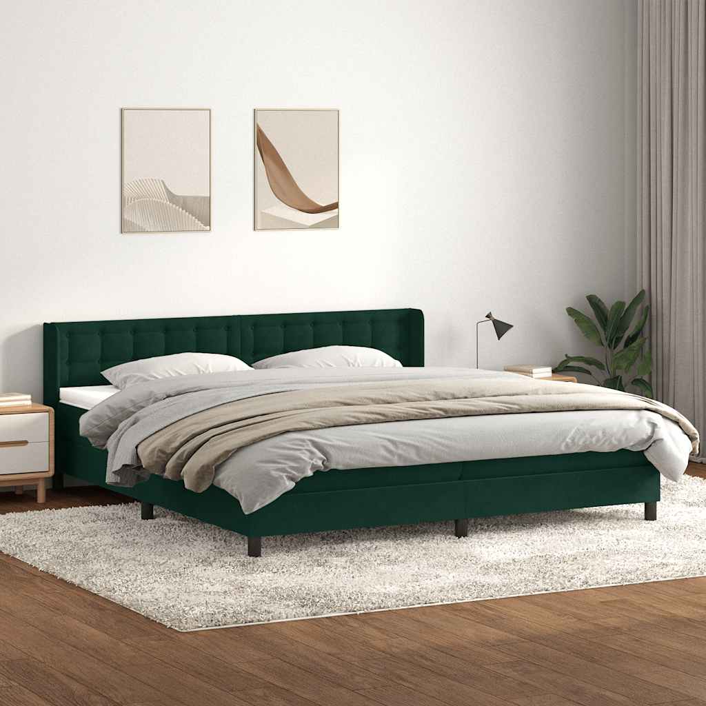 Boxspring met matras fluweel donkergroen 180x210 cm