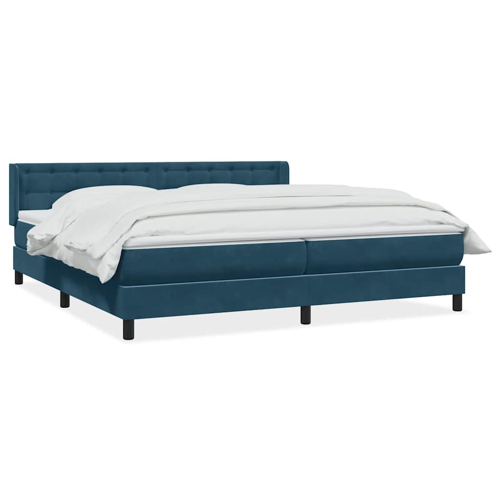 Boxspring met matras fluweel donkerblauw 180x210 cm