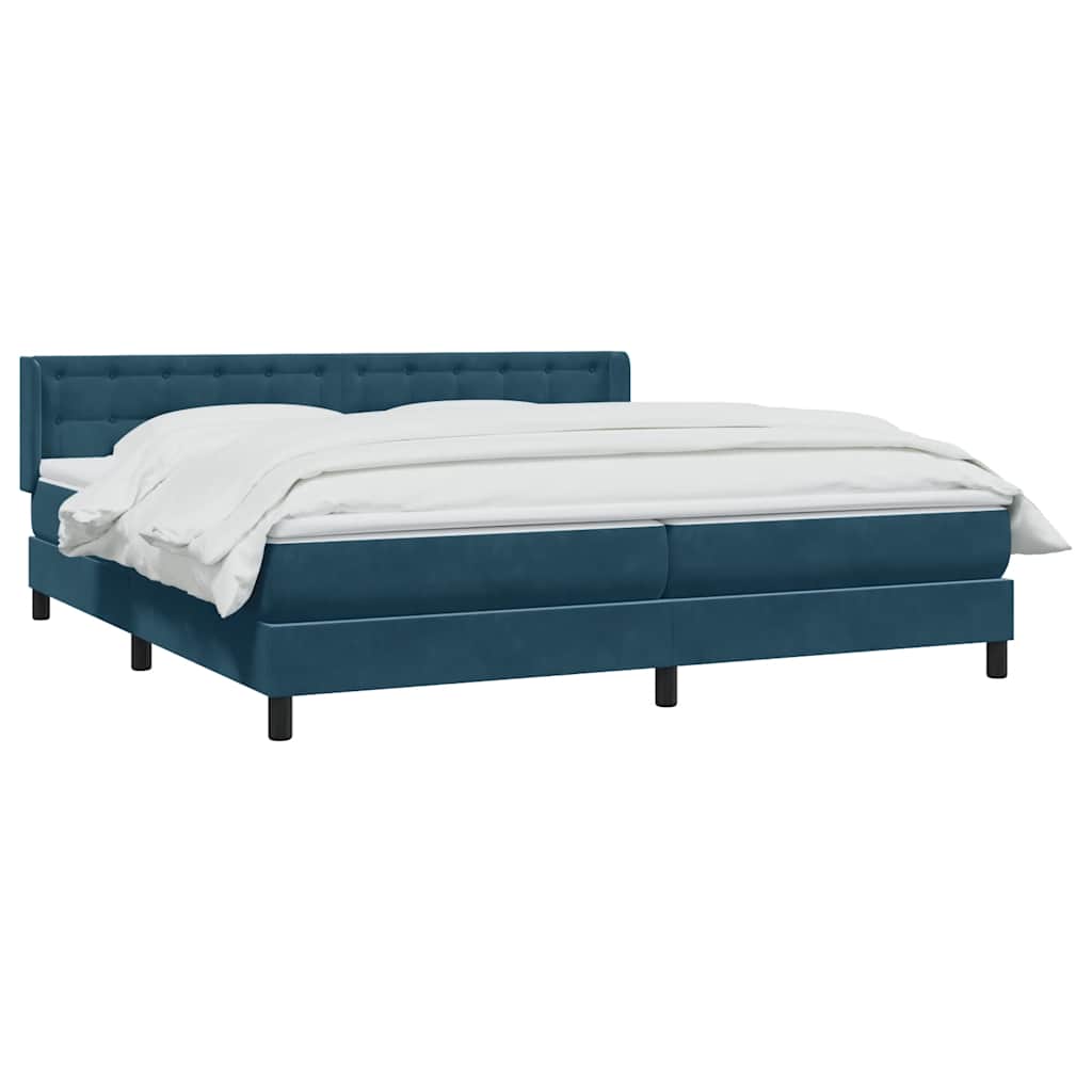 Boxspring met matras fluweel donkerblauw 180x210 cm