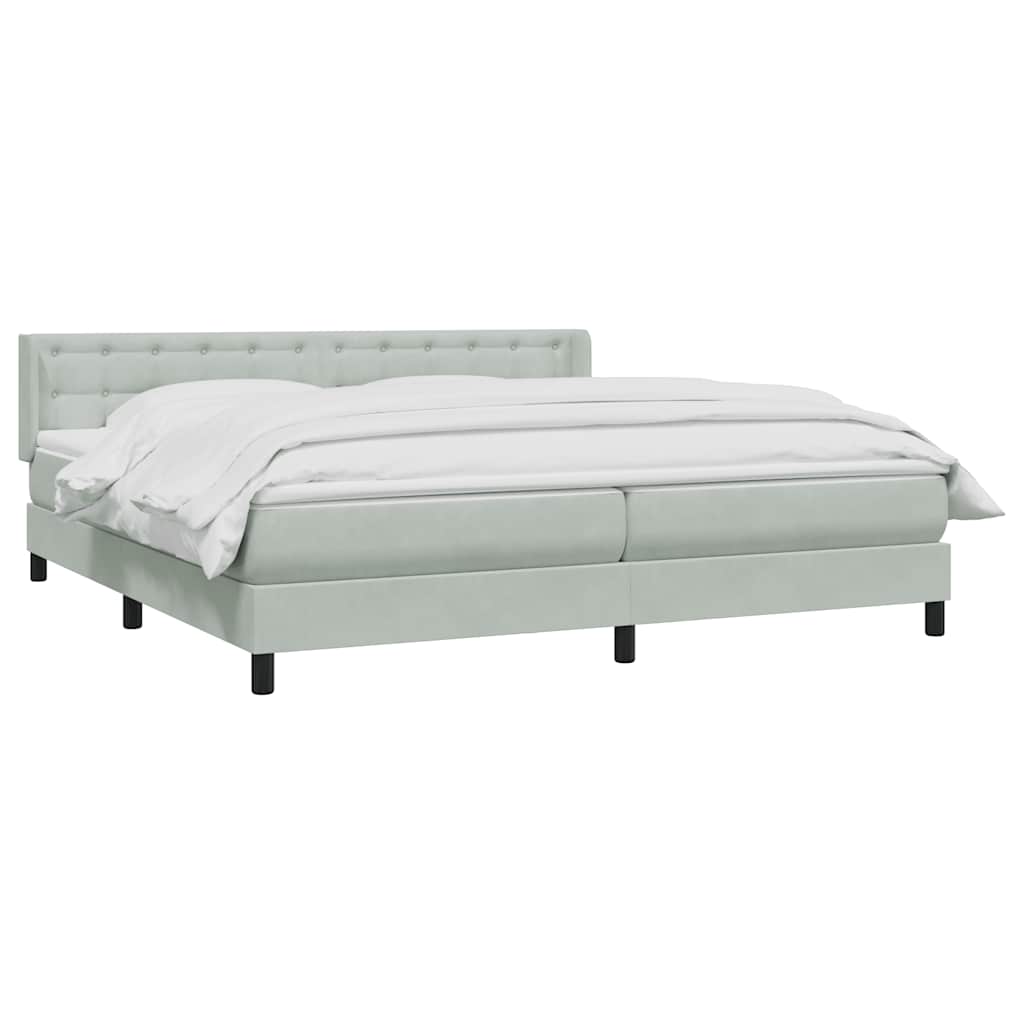 Boxspring met matras fluweel lichtgrijs 200x210 cm