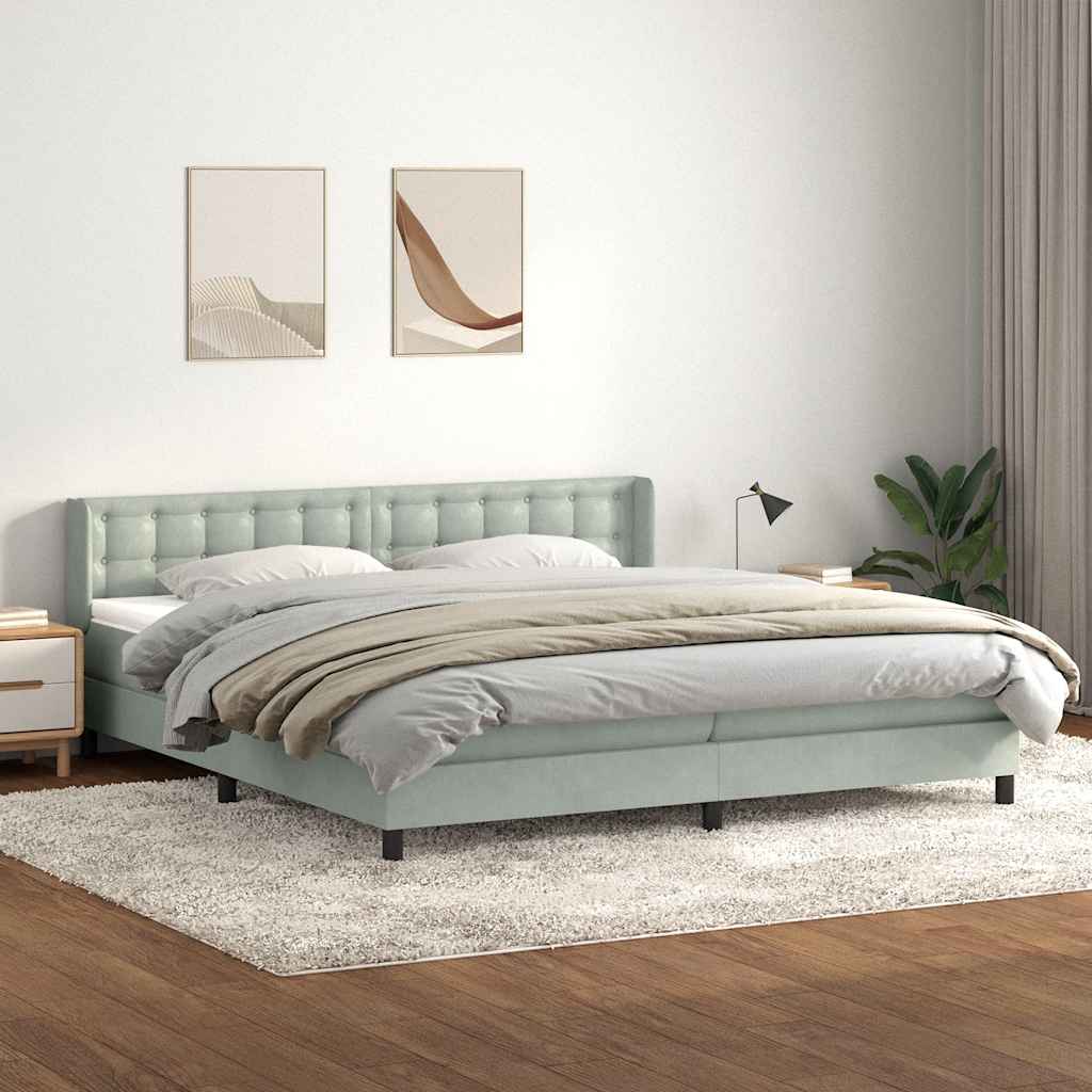 Boxspring met matras fluweel lichtgrijs 200x210 cm